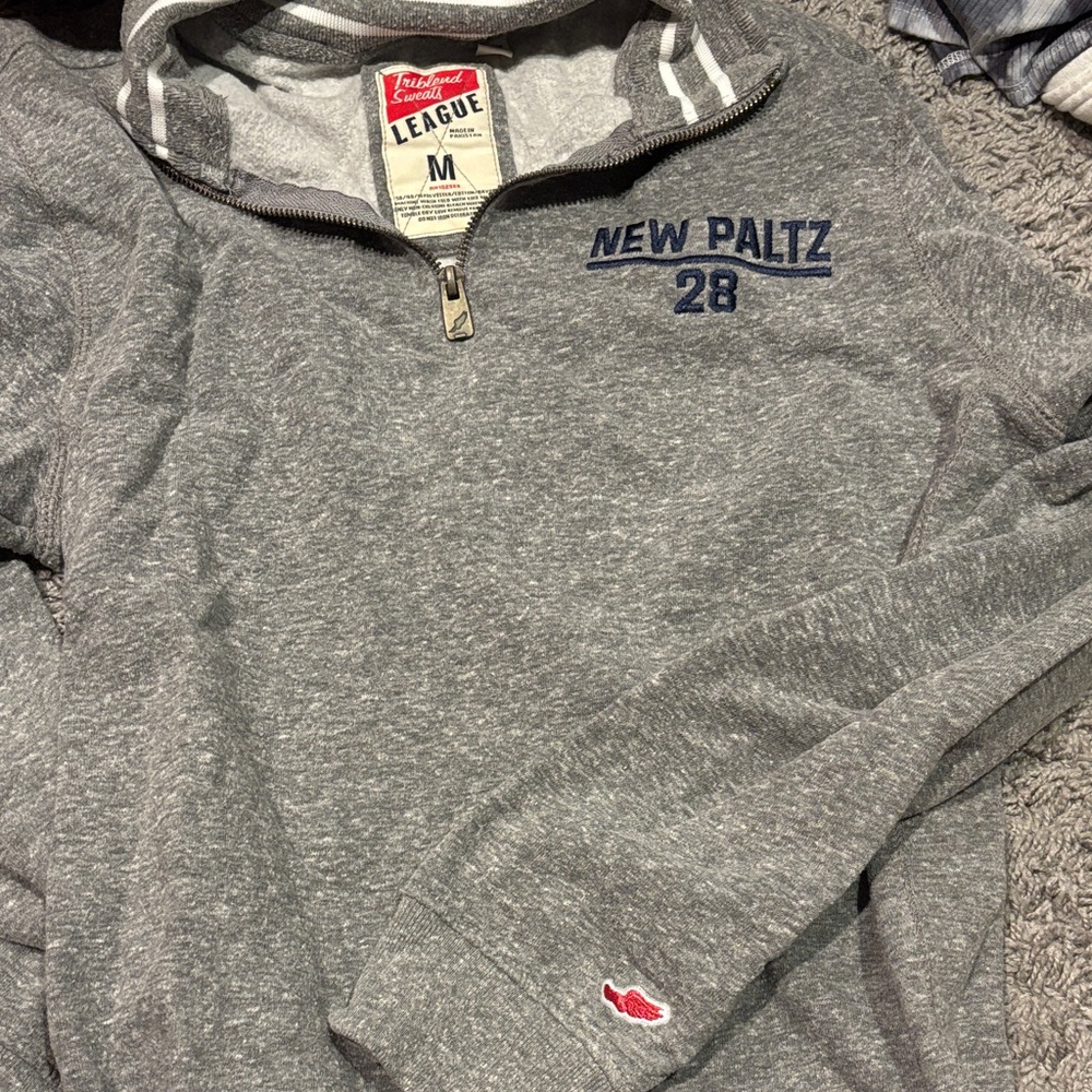League Heather Gray Zip-Up Men's Sweater